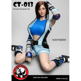 1:6 Tekken - Asuka Blue / Red Combat Suit Female Custom Figure Set (Outfit + Headsculpt Only) Cat Toys