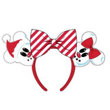 Disney Christmas : Mickey & Minnie Mouse Snowman Bow Headband Loungefly