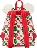 10" Disney - Minnie Christmas Faux Leather Sequin Mini Backpack Bag Loungefly