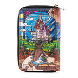 4" Disney : Beauty and the Beast 30th Anniversary - Belle Castle Faux Leather Zip Around Wallet Loungefly