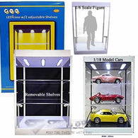 1:6 Figure LED Clear Display Case - 3 Tiers USB Powered Mirror Base & 2 Adjustable Shelves (Also Suitable for 1:18 Model Vehicles / Lego)