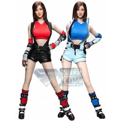 1:6 Tekken - Asuka Blue / Red Combat Suit Female Custom Figure Set (Outfit + Headsculpt Only) Cat Toys