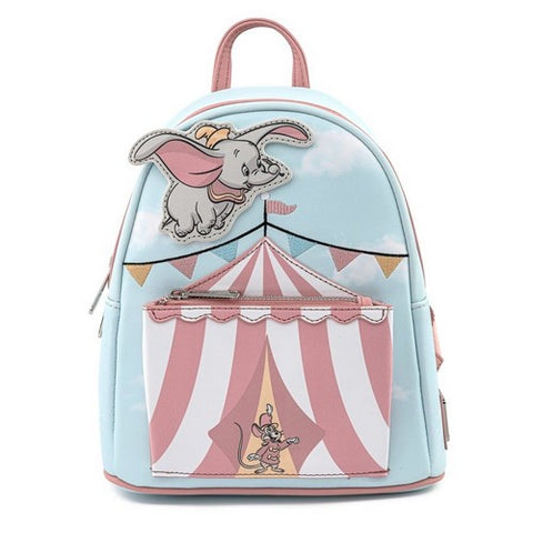 10" Disney : Dumbo - Flying Circus Tent Faux Leather Mini Backpack Loungefly (LAST CHANCE)