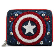 5" Marvel 80th Anniversary - Captain America Floral Shield Zip Around Wallet Loungefly