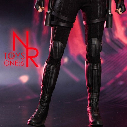 1:6 Female Custom Parts - High Heel Long Boots Shoes with Removable Gaiters Black suit Black Widow Avengers