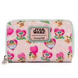 4" Star Wars : The Mandalorian - Grogu Valentines Faux Leather Zip Around Wallet Loungefly