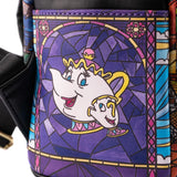 10" Disney : Beauty and the Beast 30th Anniversary - Belle Castle Faux Leather Mini Backpack Bag Loungefly