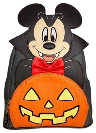 10" Disney Halloween - Mickey Vampire Pumpkin Glow in the Dark Faux Leather Mini Backpack Bag Loungefly Exclusive