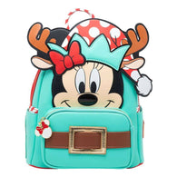 10" Disney Christmas - Minnie Mouse Reindeer Light Up Faux Leather Mini Backpack Bag Loungefly