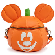 7" Disney : Mickey Mouse - Pumpkin Mick-O-Lantern Glow in the Dark Faux Leather Crossbody Loungefly