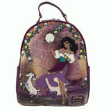 9" Disney : Hunchback of Notre Dame - Esmeralda Dancing Faux Leather Mini Backpack Bag Loungefly