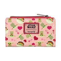 4" Star Wars : The Mandalorian - Grogu Heart Faux Leather Flap Wallet Loungefly Exclusive