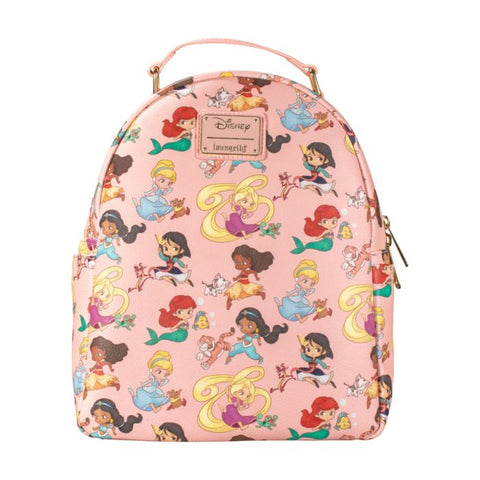 12" Disney Princess - Chibi Princesses Faux Leather Mini Backpack Bag Loungefly
