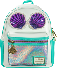 10" Disney : The Little Mermaid - Sequin and Pearls Faux Leather Mini Backpack Bag Loungefly Exclusive