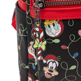 10" Disney - Mickey & Friends Christmas Lights Glow in the Dark Faux Leather Mini Backpack Bag Loungefly Exclsuive