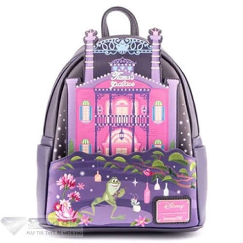 10" Disney : The Princess and the Frog - Tiana's Palace Faux Leather Mini Backpack Bag Loungefly