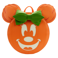 10" Disney Halloween - Minnie Mouse Pumpkin Glow in the Dark Faux Leather Mini Backpack Loungefly