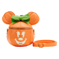 7" Disney Halloween - Minnie Mouse Pumpkin Glow in the Dark Faux Leather Crossbody Bag Loungefly