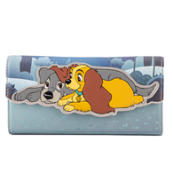 4" Disney : Lady and the Tramp - Wet Cement Faux Leather Flap Wallet Loungefly