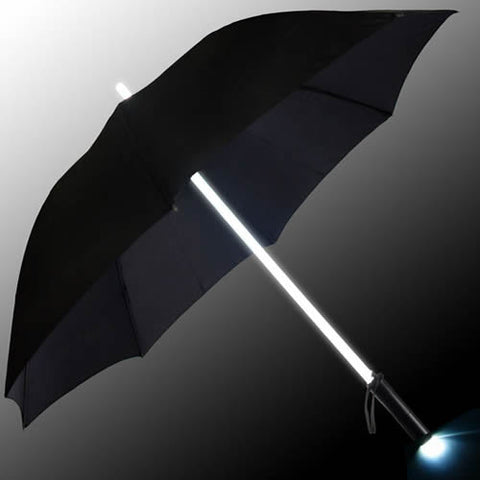 LED Light up Lightsaber Style Umbrella + torch (WHITE)