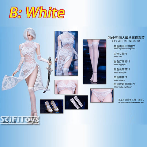 1:6 Female Custom Figure Parts - Lace Cheong Sam Oufit with Sword Set